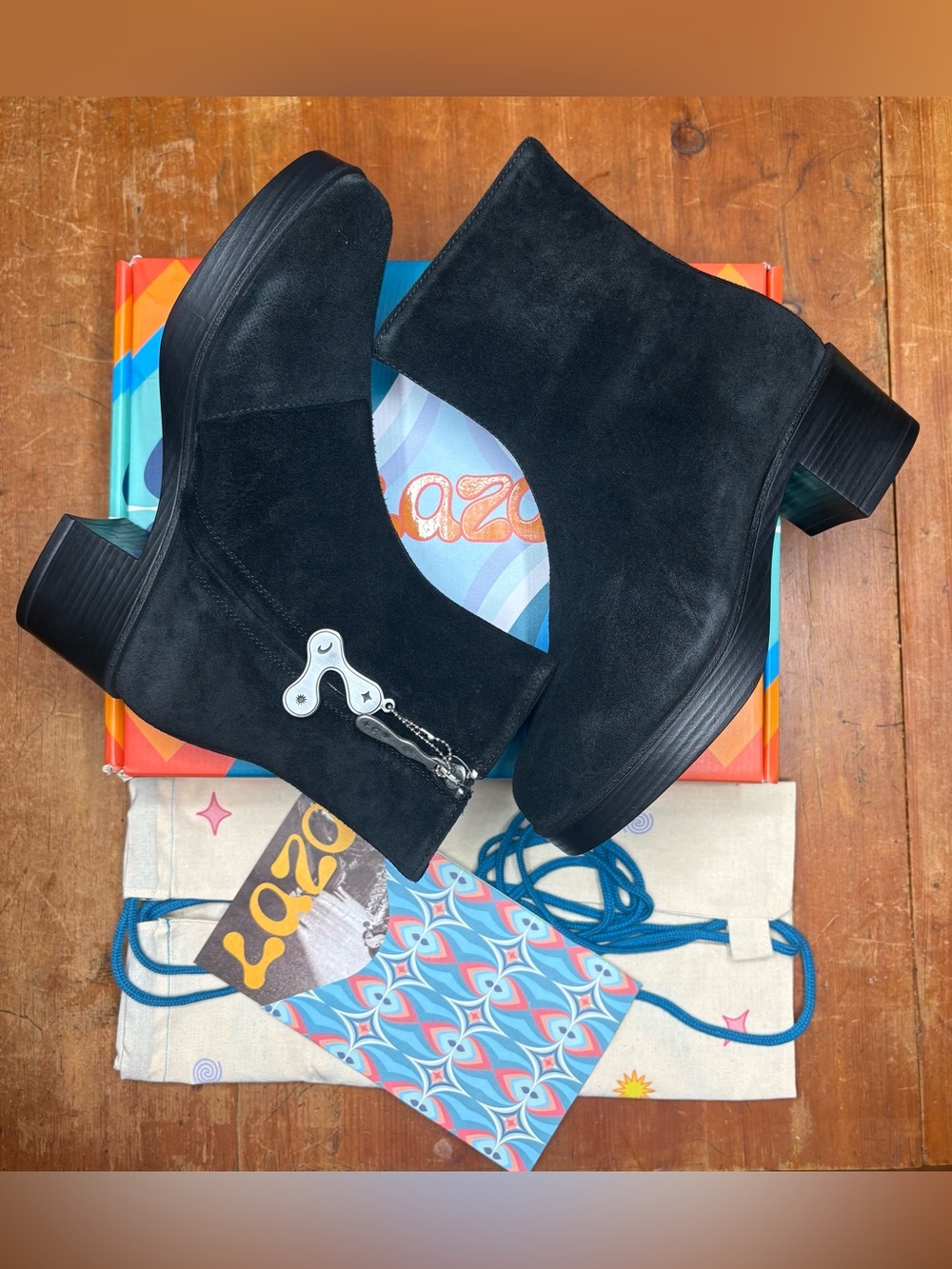 Lazo Siren Galaxy Black Platform Ankle Boots, Size 11 NIB